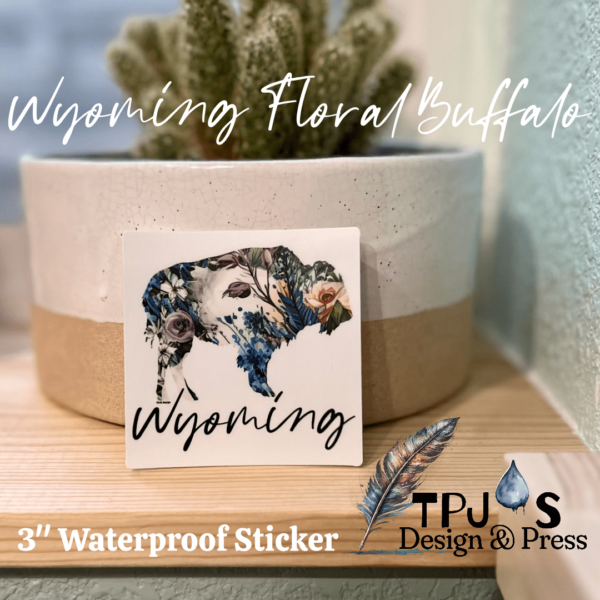 Floral Buffalo Wyoming Sticker